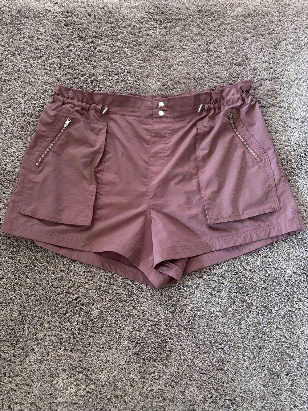 CALIA Scrunched Stretchy Snap Waist Utility Mauve Dusty Rose Shorts Womens XXL